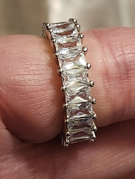 Jewelry - Sterling Silver Clear CZ Emerald-Cut Eternity Band - Silver